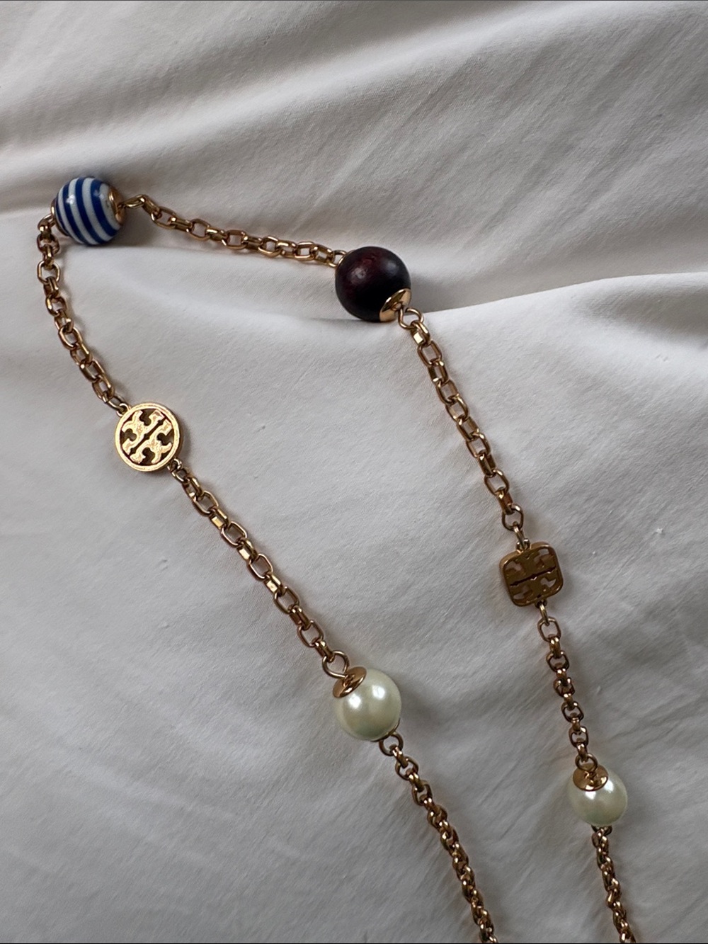 Tory Burch gold brass logo station necklace - Picture 2 of 4